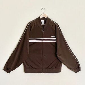 Vintage Y2K Adidas Striped Full Zip Brown Track Jacket Men’s size XL